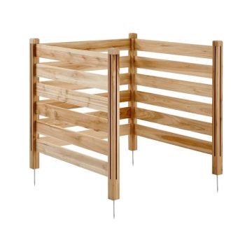 Puinen näkösuoja-aita 90x90 cm metallipiikkien kanssa, ulkokäyttöön