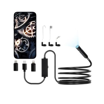 Endoskooppi boroskooppikamera 1920P HD, IP67, 3 m kaapeli, 8 LEDiä, Android/iOS