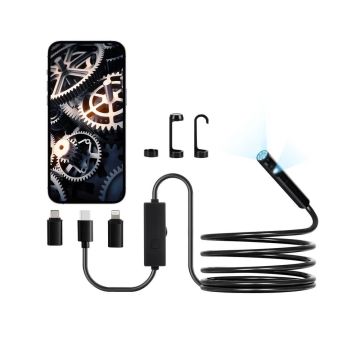 Endoskooppikamera valolla, 1920P HD, 8+1 LEDiä, IP67-suojattu, 3 m kaapeli, Android/iOS