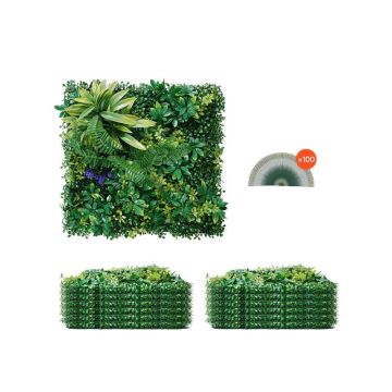 Tekonurmi Seinäpaneelit 20x20 tuumaa, 3D-viheralueet, 12 kpl, Seinäaitasuoja