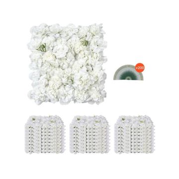 3D панно из искусственных цветов, 24 штуки, 15x15 дюймов, белое.