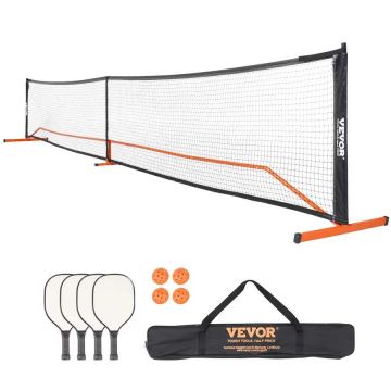 Pickleball-verkkosetti 26,75" kannettava ulkojärjestelmä korilla, palloilla ja mailoilla