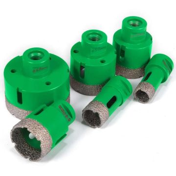 6-osainen timanttireikäsaha, M14-kierre, 20–68 mm, laatoille ja graniitille