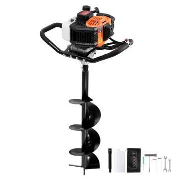 Kaasukäyttöinen maapora 52 cm³ 1450 W, 8 tuuman terät, oranssinmusta