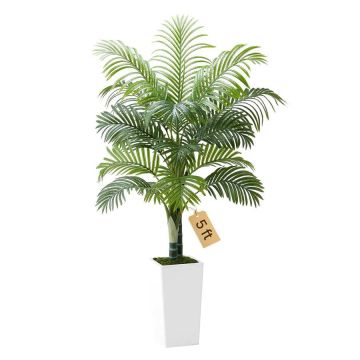 Keinotekoinen areca-palmu 1524 mm valkoisella ruukulla, sisä- ja ulkokoristeluun
