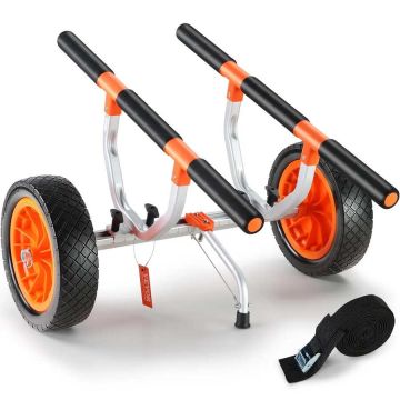 Тележка для каяков Jon Boats Heavy Duty, грузоподъемность 204 кг, регулируемая, с колесами диаметром 30,5 см.