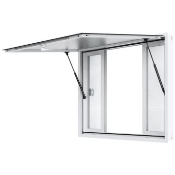 Ruokarekan perävaunun huoltoikkuna, 122 cm x 91 cm, alumiinia, 4 liukuikkunaa