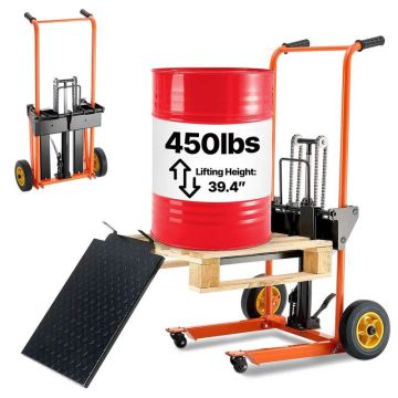 Hydraulinen taittuva lavansiirtovaunu, 205 kg, nostokorkeus 1000 mm, keltamusta