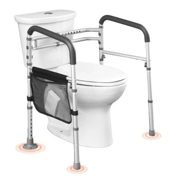 WC-istuimen turvakaide, kokoontaitettava, alumiinia, 136 kg, kannettava