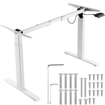 Korkeussäädettävä valkoinen pöydänrunko, 70-117 cm, 95-158 cm