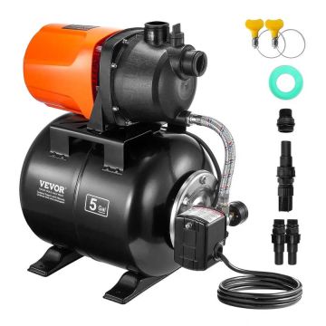 Насос для неглубоких скважин с расширительным баком, 745 Вт, 63 л/мин, автоматический, термопластик.