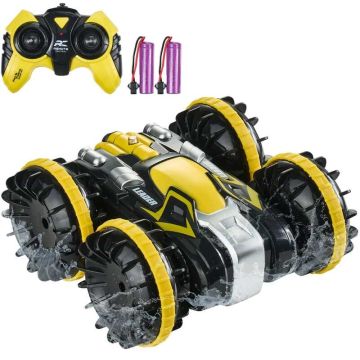 Kauko-ohjattava amfibinen autovene 4WD, keltainen, 2,4 GHz, 12 km/h, 6+ vuotta