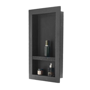 Suihkunurkkaus hyllyllä, 40,6x71,1x10,2 cm, musta, upotettu, vedenpitävä