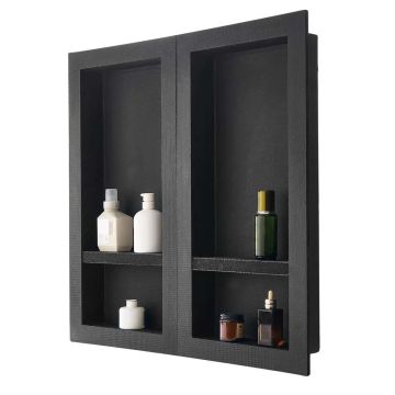 Черная встраиваемая душевая ниша с полкой, 40,6 x 81,3 см.