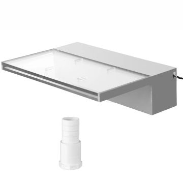 Uima-altaan suihkulähteen kouru 11,8 x 3,2 x 8,1 tuumaa, sininen LED-nauha, akryyli