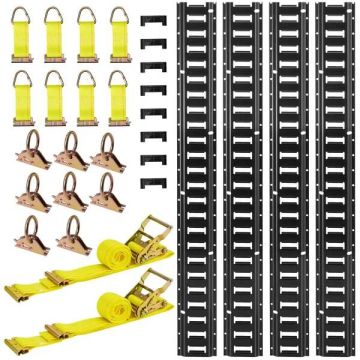 Монтажные направляющие E-track, 2,3 м, комплект из 26 шт., с ремнями и кольцами.