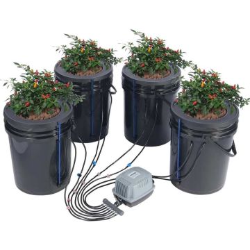 DWC-hydroponinen kasvatusjärjestelmä, syvän veden viljely, 5 gallonaa, 4 ämpäriä, ilmapumpulla ja tiputussarjalla