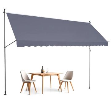Sisäänvedettävä terassimarkiisi 49x119 cm, tummanharmaa, manuaalisella ohjauksella, korkeussäädettävä