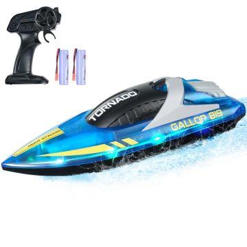 RC-kilpavenemalli, 2,4 GHz, 12 km/h, sininen, LED-valo, uima-altaille ja järville