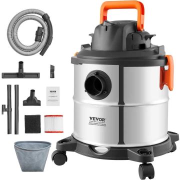 Märkä- ja kuivaimuri, 20 l, ruostumatonta terästä, kannettava, 6 hv, hopeanmusta