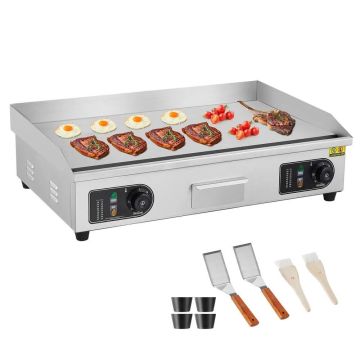 Sähköinen ammattikäyttöön tarkoitettu ruostumattomasta teräksestä valmistettu paistinpannu 4400 W, säädettävä lämpötila, 28,7 x 15,7 cm