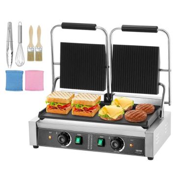 Ammattimainen sähköinen panini-grilli, 3600 W, ruostumaton teräs