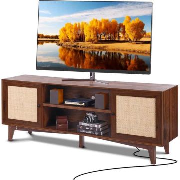 Rottinki-tv-taso, 191 cm, pähkinänvärinen