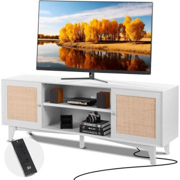 Rottinki-tv-taso, 191 cm, valkoinen, boheemi