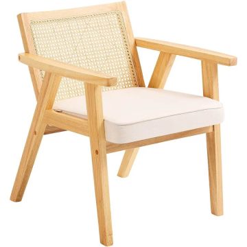 Rottinkiruokatuoli käsinojilla, beige