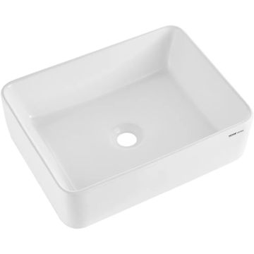 Suorakulmainen valkoinen keraaminen kylpyhuoneen pesuallas, 48 ​​cm x 35 cm