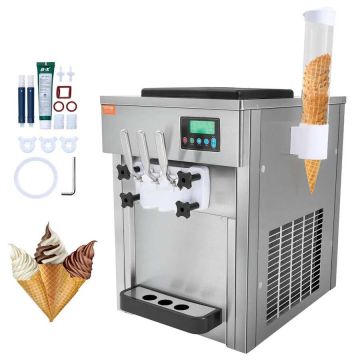 Kaupallinen pöytäjäätelökone, 3 makua, 21 l/h, 1800 W