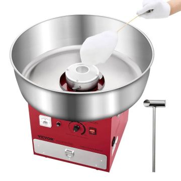 Sähköinen hattarakone, 1000 W, 52 cm ruostumattomasta teräksestä valmistettu kulho, punainen