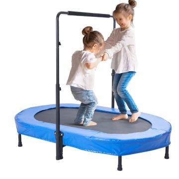 Детский складной батут 56x36 дюймов с ручкой, синий.
