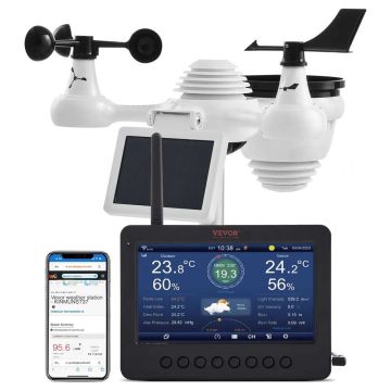 Метеостанция с Wi-Fi, 7-дюймовым TFT-дисплеем и беспроводным датчиком.