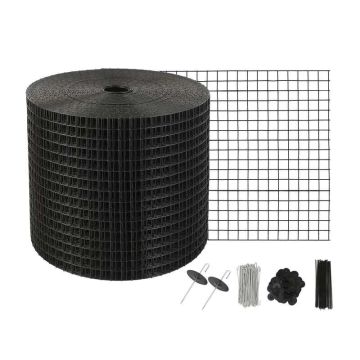 Aurinkoenergialla toimiva lintusuoja, 15x3048 cm, alumiinikiinnikkeillä, PVC-pinnoite, 12,7 mm metalliverkko