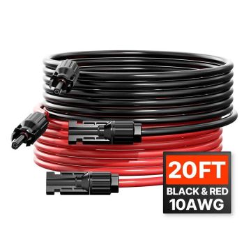 Удлинительный кабель для солнечных панелей длиной 6,1 м, сечением 10 AWG, 1 пара.
