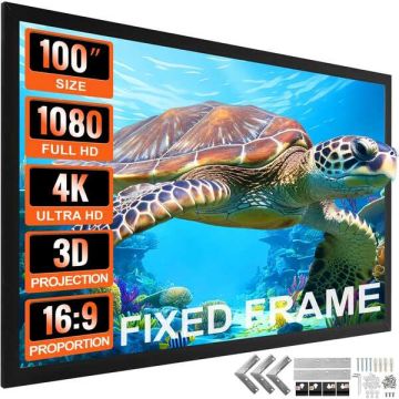 100 tuuman 16:9 4K HD -projektorin valkokangas, alumiinirunko, kannettava, seinälle kiinnitettävä