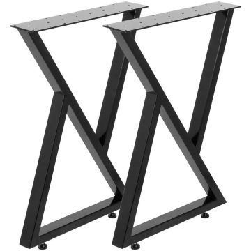 Metalliset mustat pöydänjalat, 28" korkeat, terästä, 2 kpl