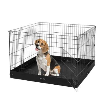Kokoontaitettava metallinen koiran leikkiaitaus, 4-osainen, 24x36 tuumaa, ovella ja 600D Oxford -pohjalla