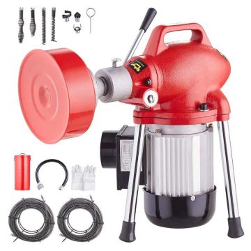 Sähköinen viemärinavauskone 370 W, 2 teräsvaijerilla, 120 jalkaa x 5/8"