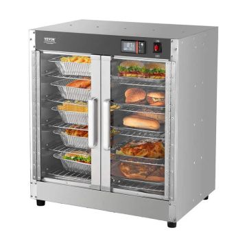 Lämmin ruokalämmitin, ruostumatonta terästä, 5 tasoa, lasiovella