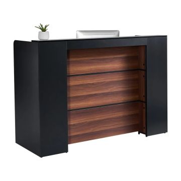 Vastaanottopöytä LED-valaistuksella, 155x61x102 cm, mustanruskea