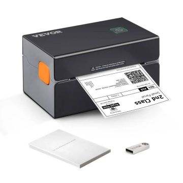 Термопринтер для этикеток 4x6, 300 DPI, Bluetooth, черный