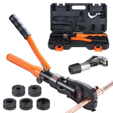 Hydraulinen putkipuristustyökalu, jossa V12–V28-puristusleuat, 360° kääntyvät, puristuspihdit ahtaisiin paikkoihin