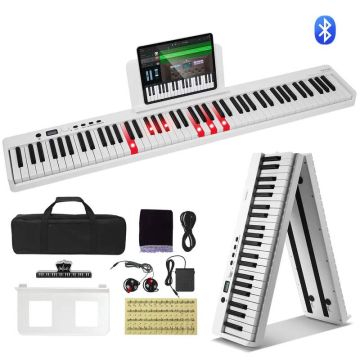 Taittuva 88-koskettiminen digitaalinen piano, valkoinen, bluetooth, MIDI