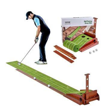 Golfpallon puttausmatto automaattisella pallonpalautuksella, puinen pohja, 3 palloa