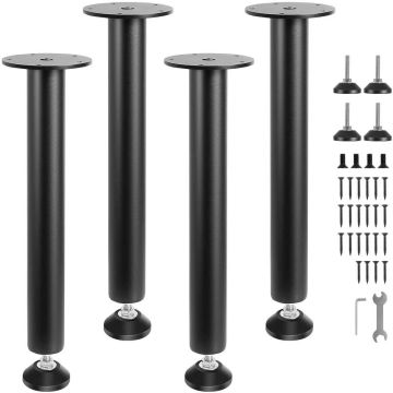 Teräksiset säädettävät pöydänjalat, mustat, 406,4 mm, 4 kpl, kantavuus 1200 lb