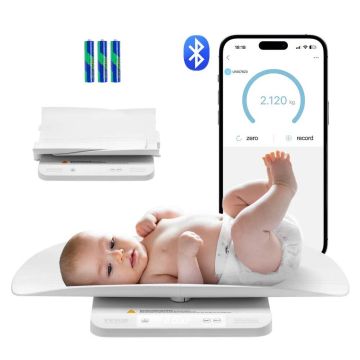 Умные цифровые весы для новорожденных с Bluetooth, съемным подносом, грузоподъемностью 66 фунтов (около 30 кг).