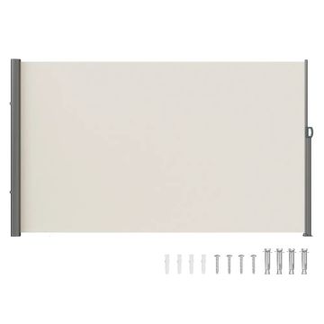 Sisäänvedettävä sivumarkiisi, alumiinia, 280 g polyesteriä, beige, 180x300 cm, vedenpitävä, UV 30+
