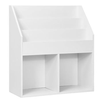 Children's multifunctional shelf with 3 compartments and 2 shelves, white